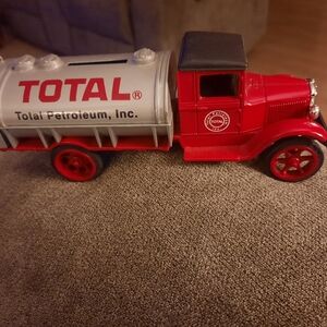 Total Red and Silver Toy Tanker Truck